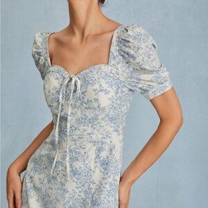 Rihoas Blue Sweetheart Midi Dress